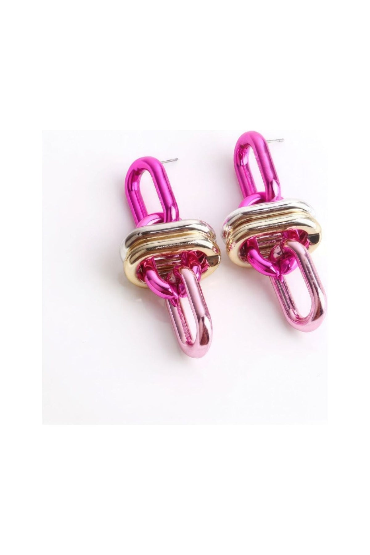 Color Metal Oval Link Earring