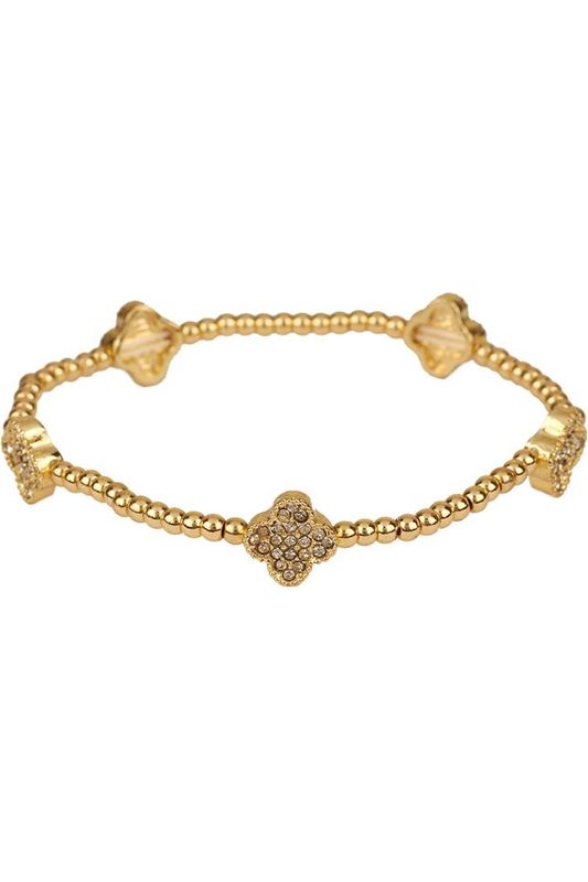 Metal Flower Station Stretch Bracelet