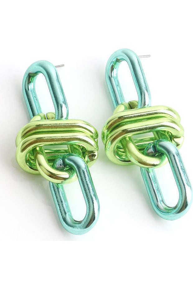 Color Metal Oval Link Earring