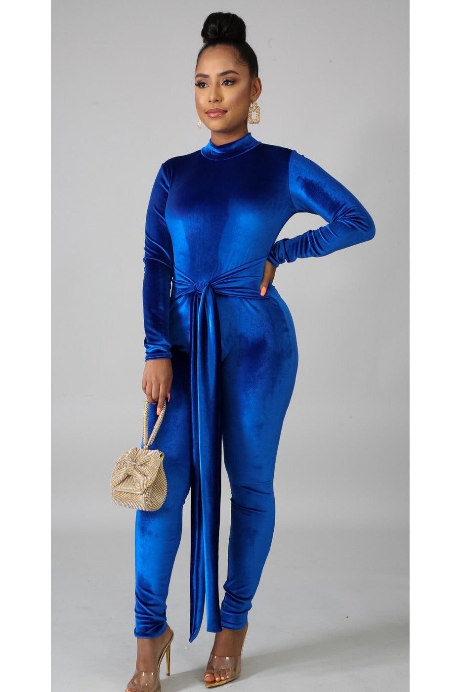 Royal Blue Velvet Shine Jumpsuit