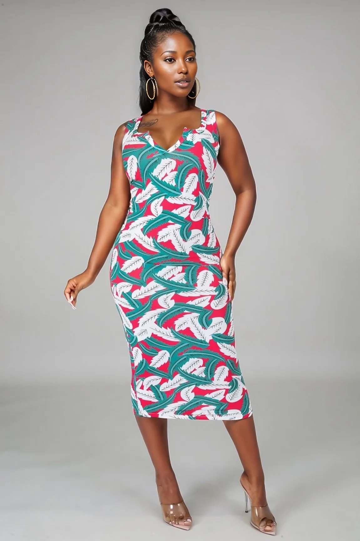 Mia Leaf Print Dress