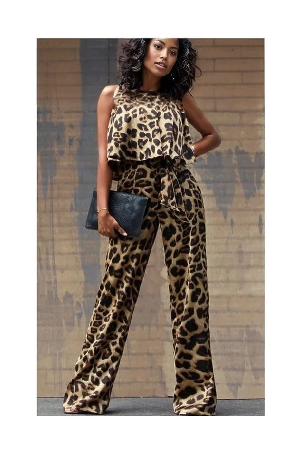 So Chic Animal Print Sleeveless Jumpsuit