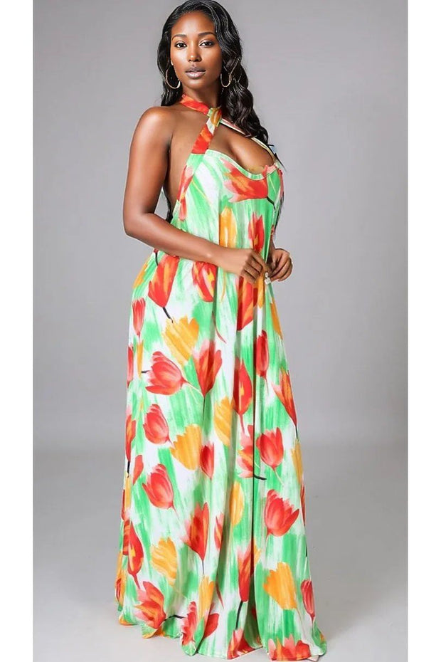 Floral Halter Maxi Dress
