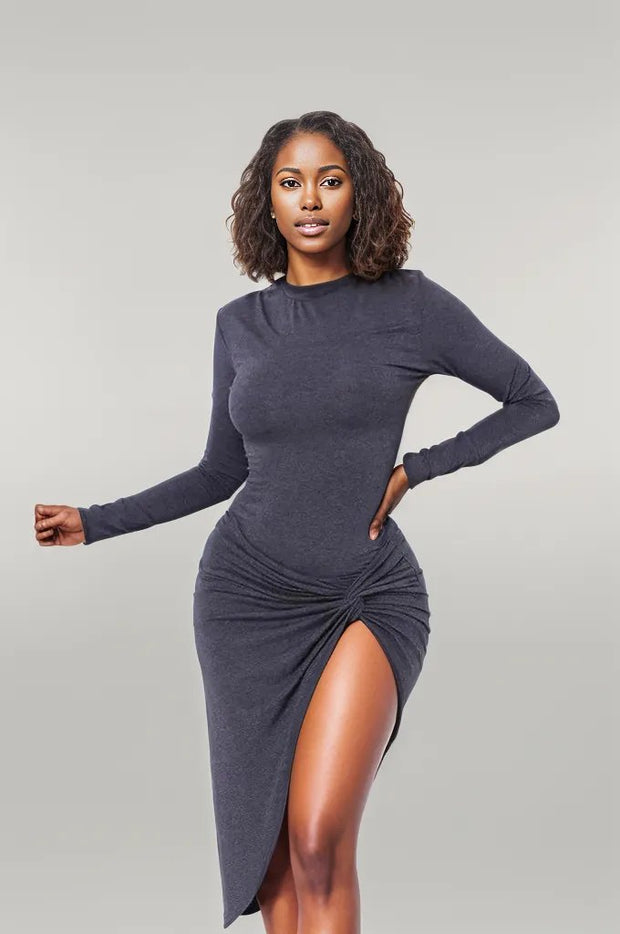 Dark Gray Love Knot Midi Dress