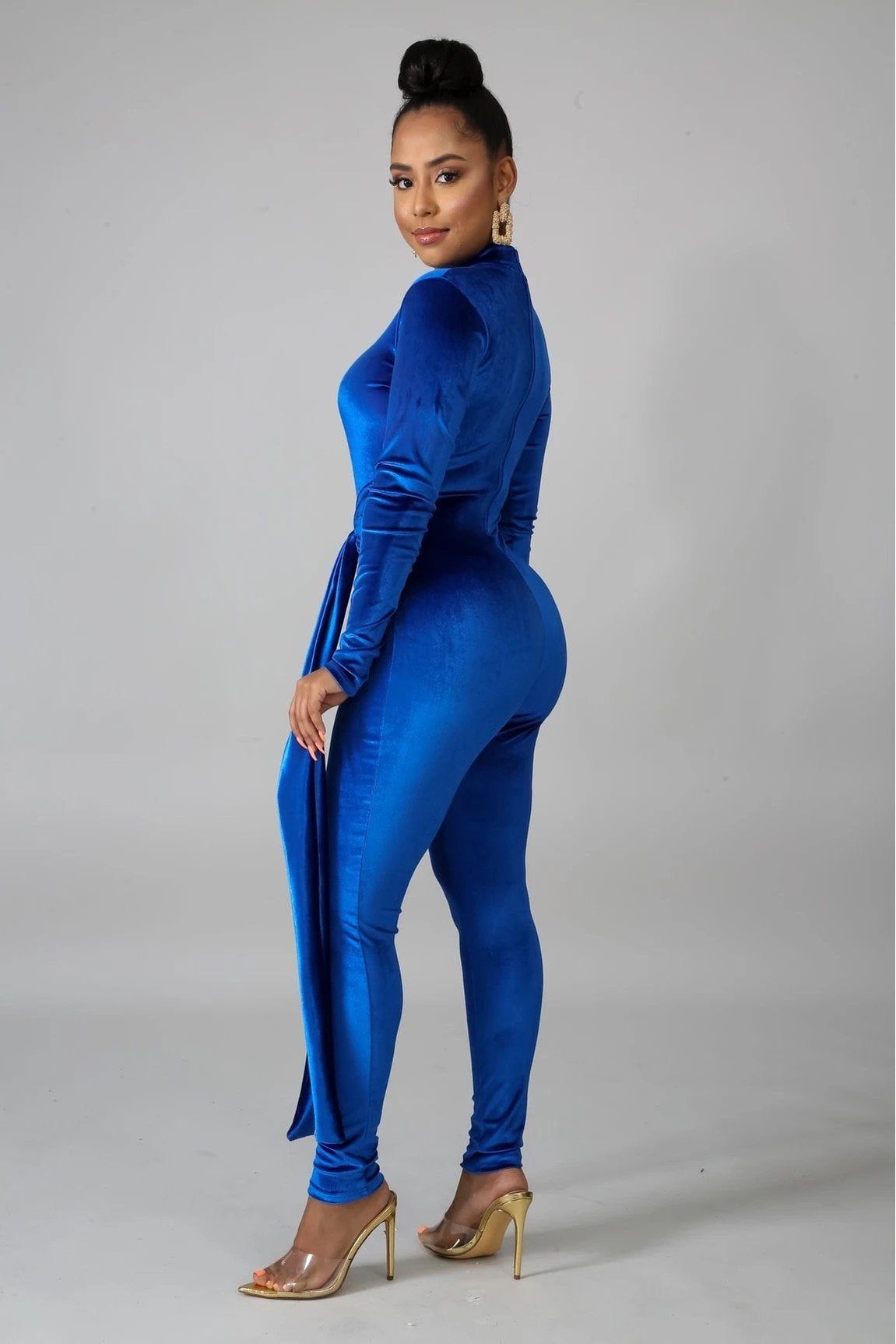 Royal Blue Velvet Shine Jumpsuit