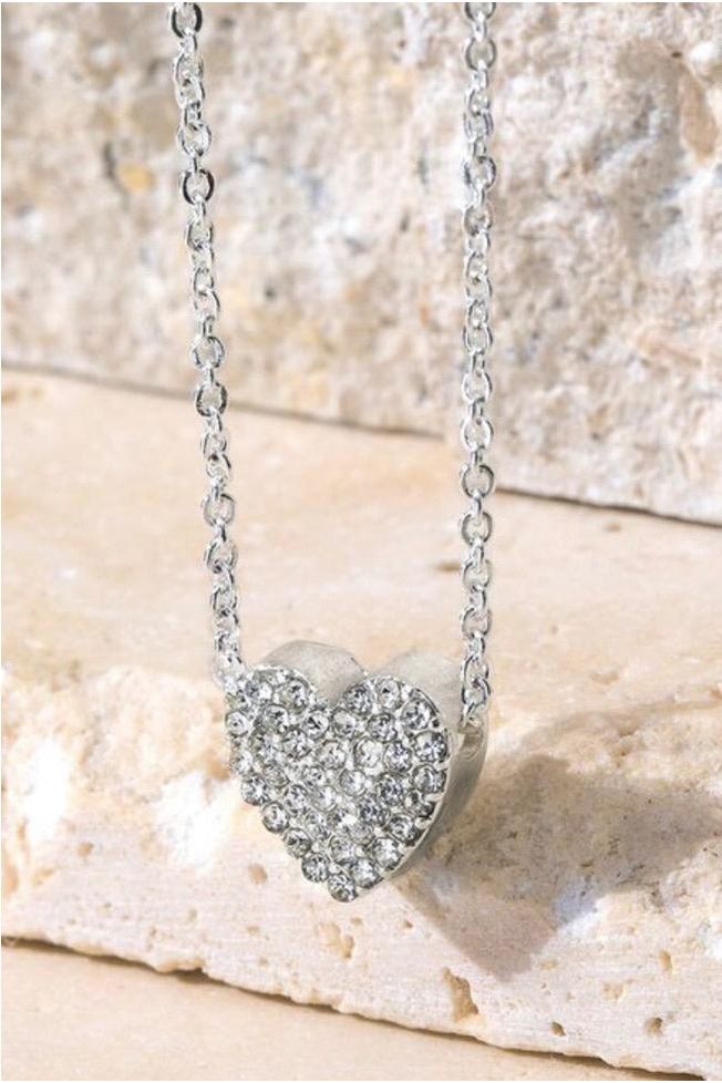 Small Pave Heart Pendant Necklace