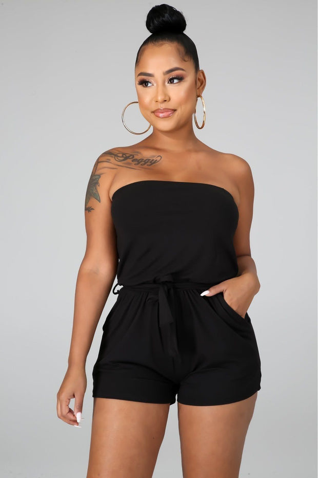 Simple Life Strapless Romper