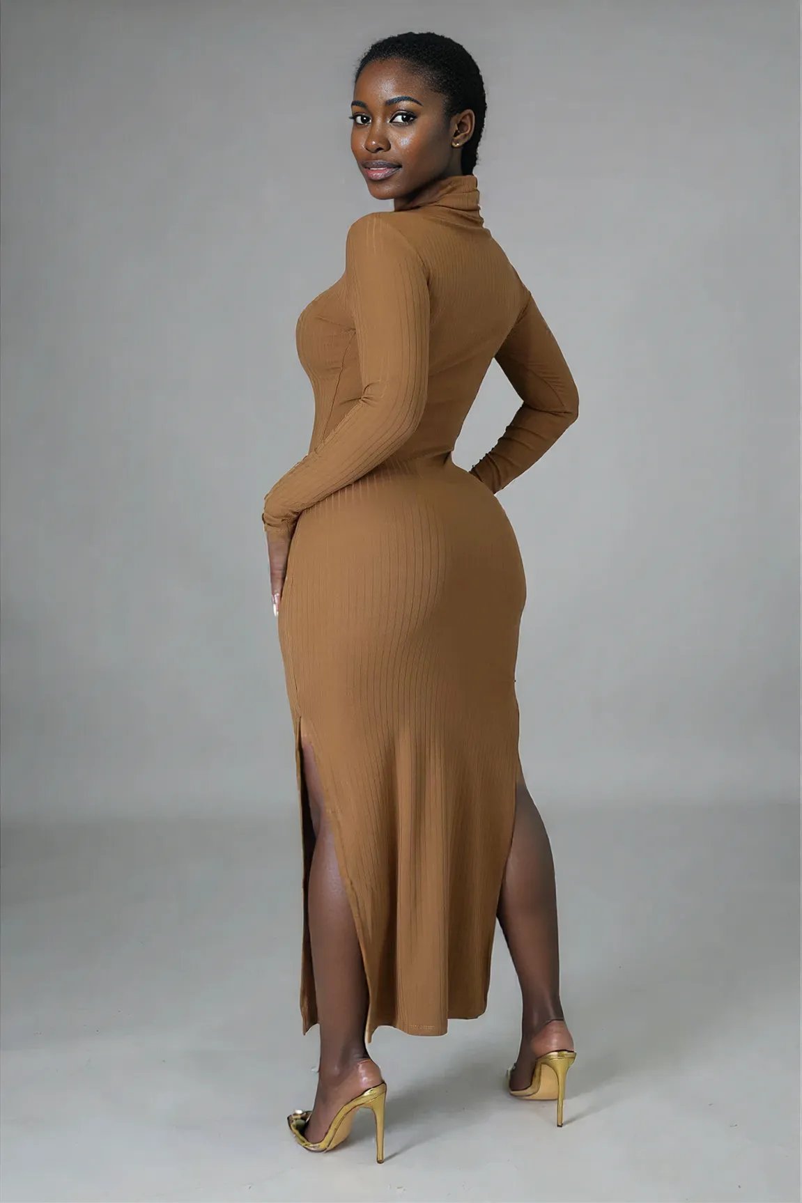 Turtle Neck Side Split Maxi