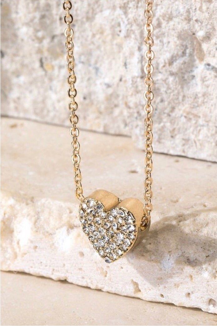 Small Pave Heart Pendant Necklace