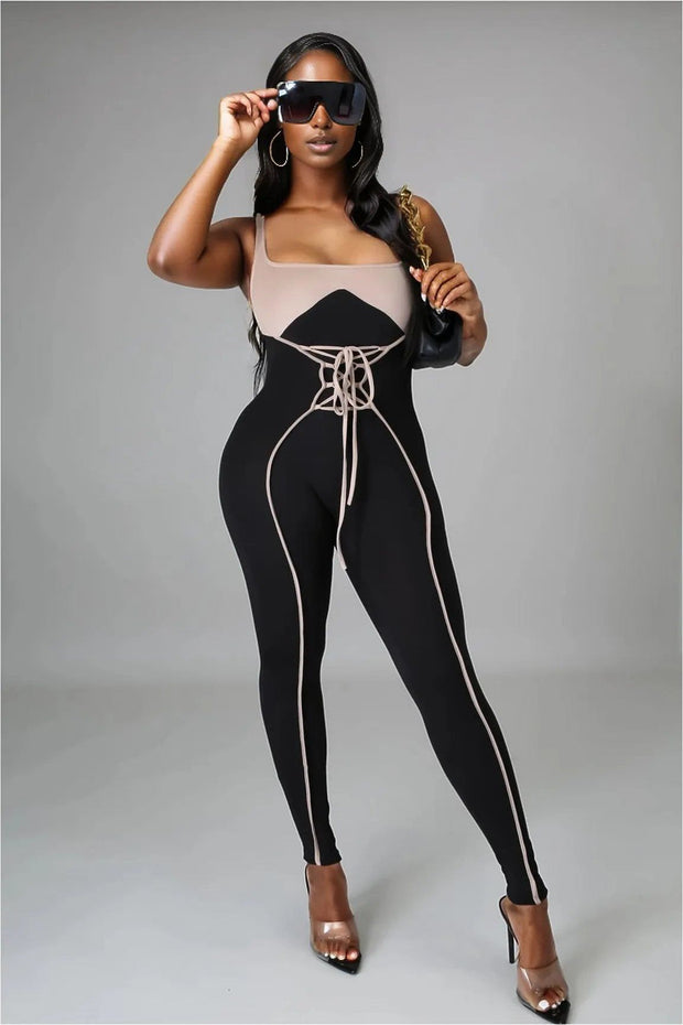 Trendsetter Lace Up Front Jumpsuit