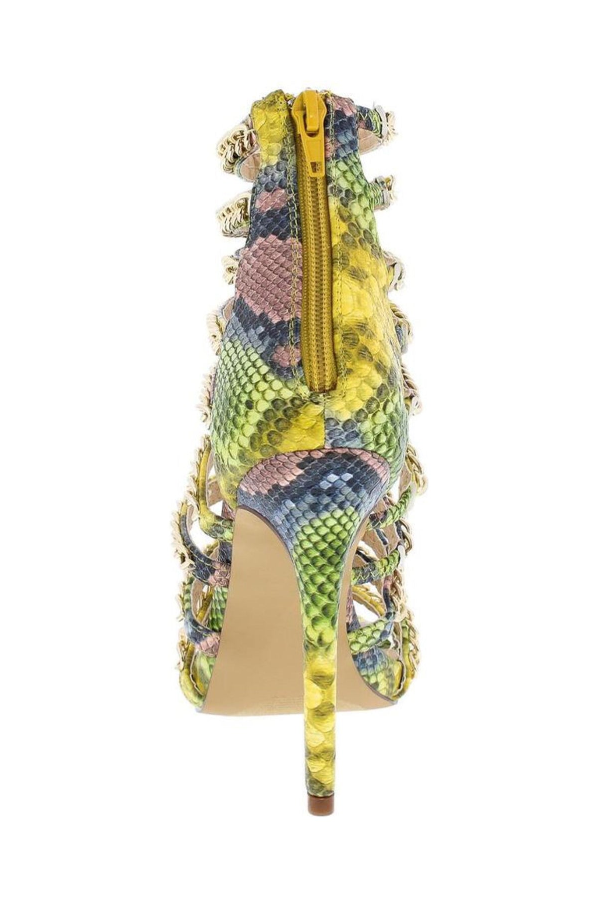 Multi Color Snake Chain Strap Stiletto Heel Shoes
