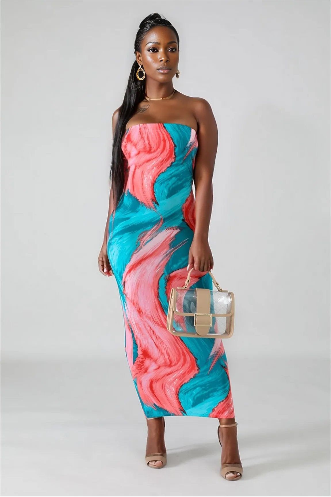 Color Strokes Tube Body-Con Dress