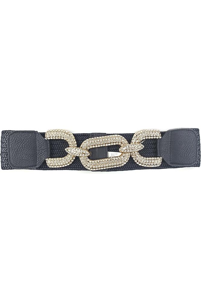 Rhinestone Buckle Elastic Belt