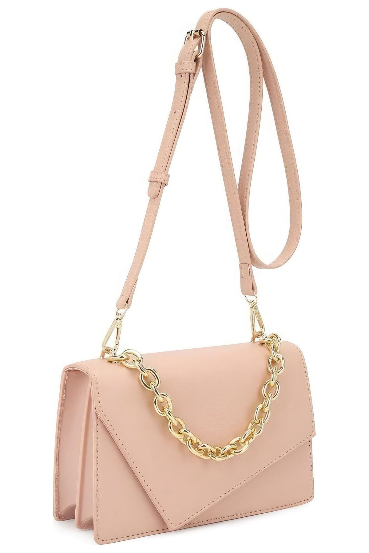 Smooth Plain Chain Link Crossbody Bag