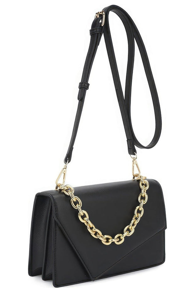 Smooth Plain Chain Link Crossbody Bag