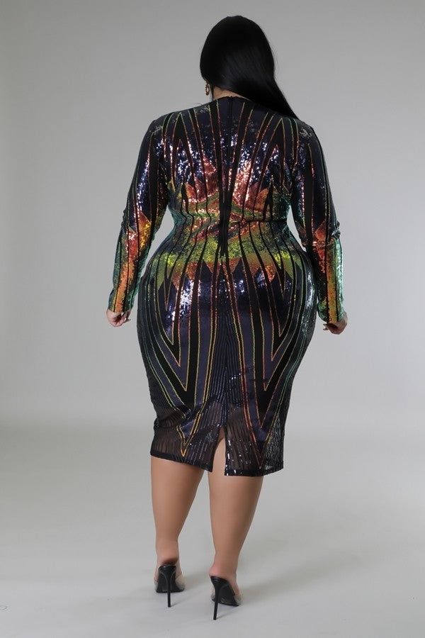 Multicolor Sequin V-Cut Dress