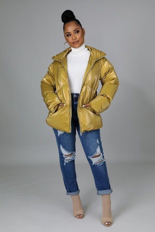 Yellow Gold Bomber Jacket