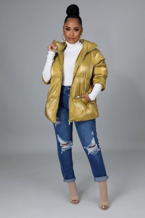 Yellow Gold Bomber Jacket