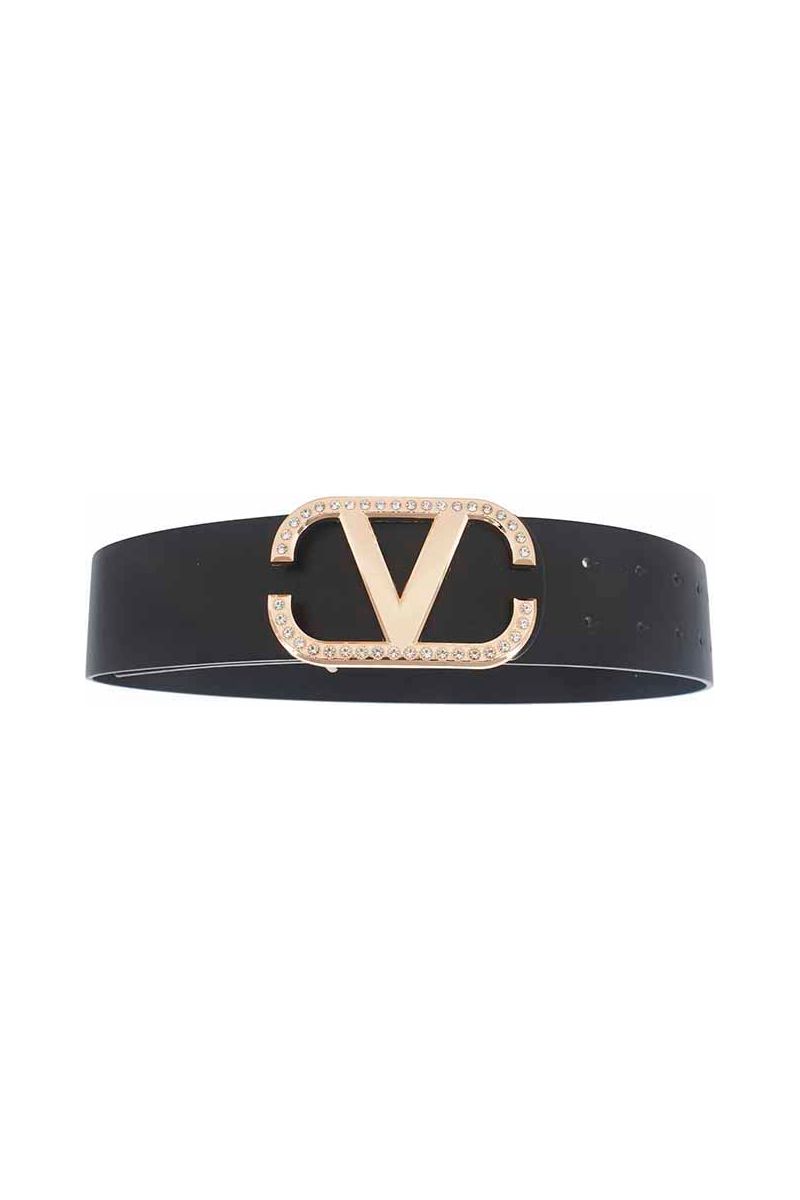 Angled Rhinestone Inverted V Buckle Belt