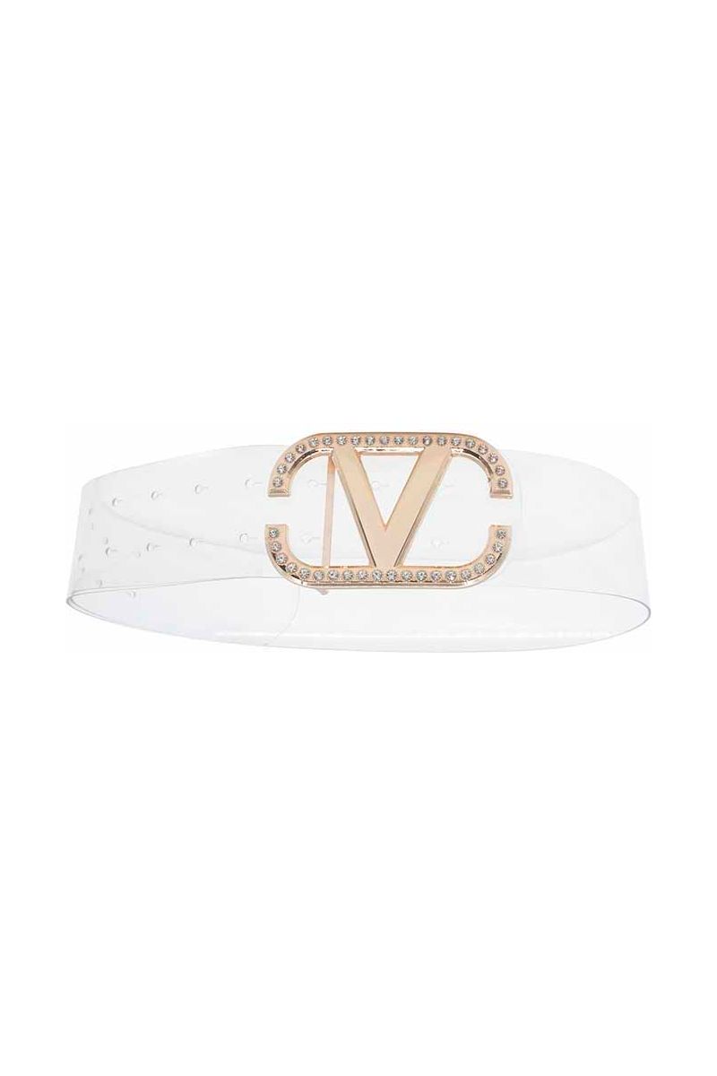 Angled Rhinestone Inverted V Buckle Belt