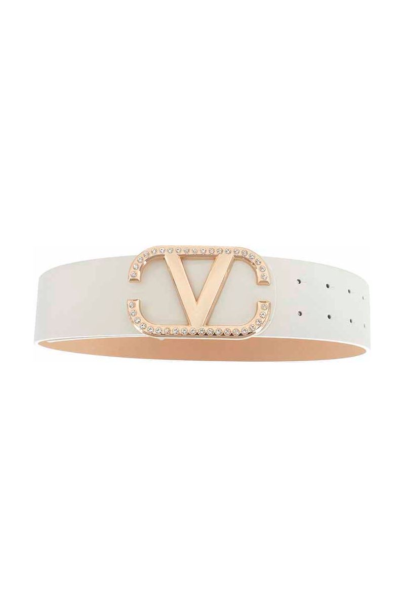 Angled Rhinestone Inverted V Buckle Belt