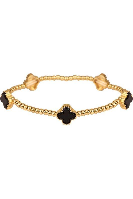 Metal Flower Station Stretch Bracelet