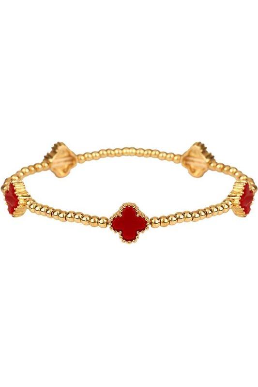 Metal Flower Station Stretch Bracelet
