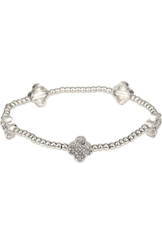 Metal Flower Station Stretch Bracelet