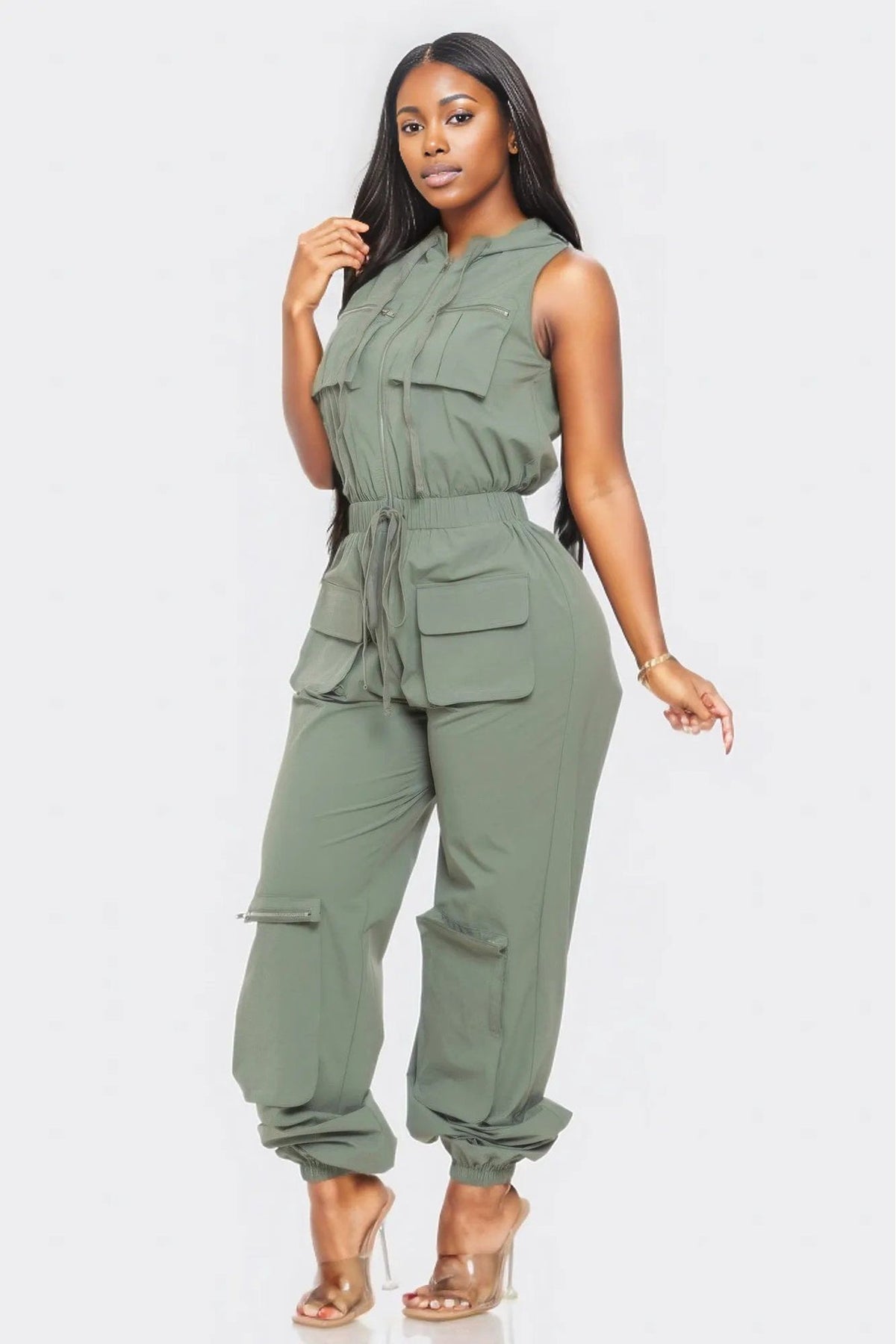 Sleeveless Cargo Jumpsuit