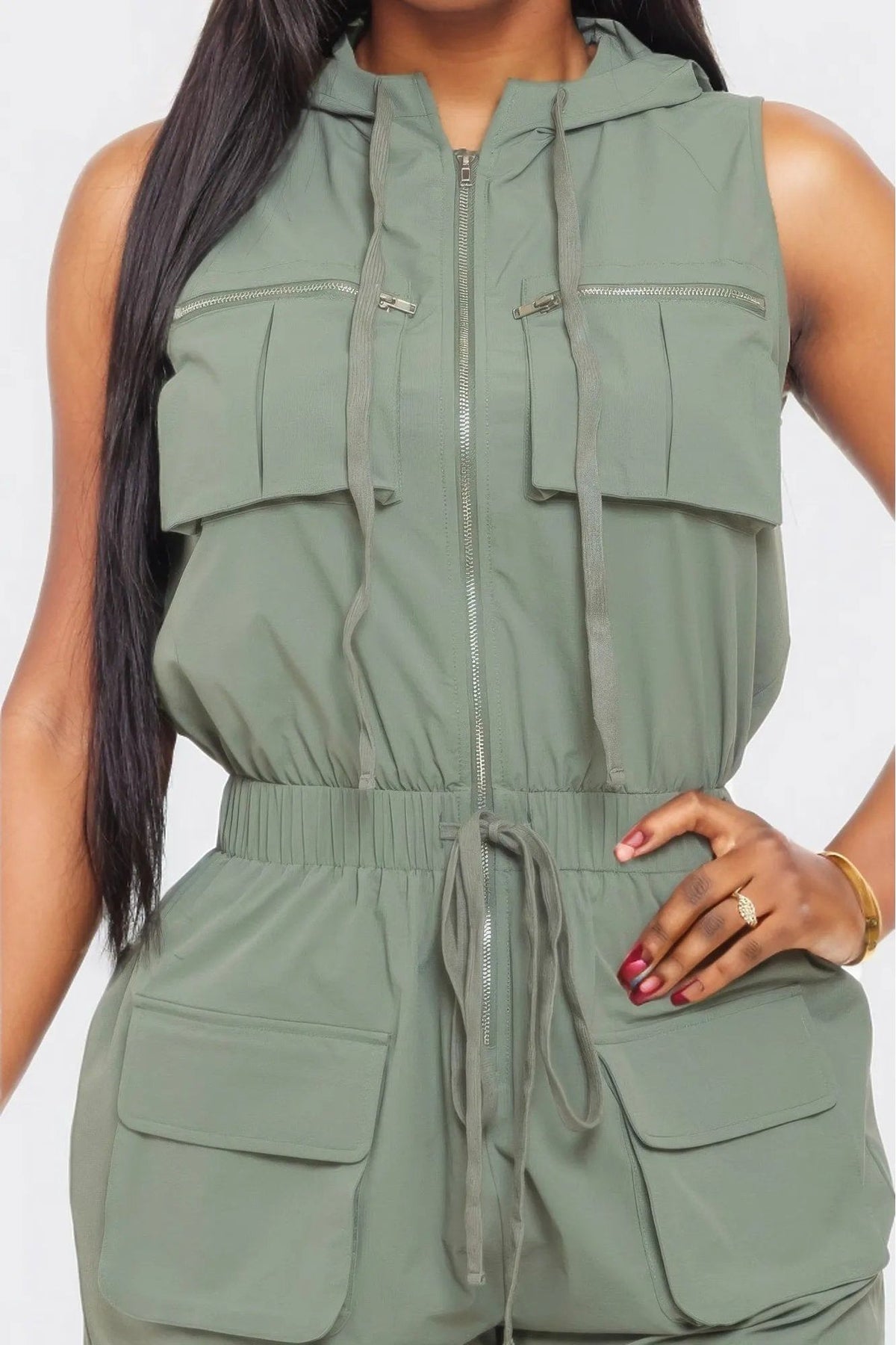 Sleeveless Cargo Jumpsuit