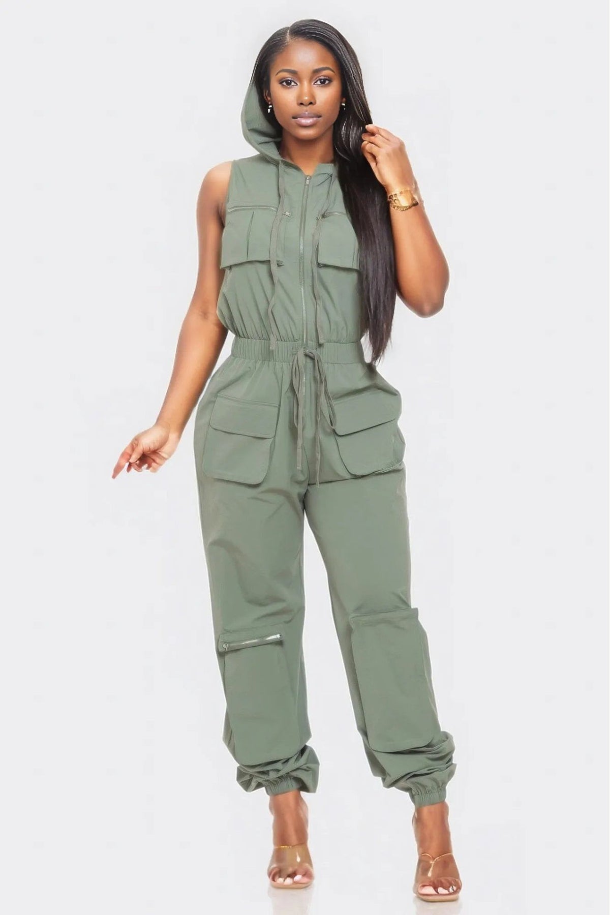 Sleeveless Cargo Jumpsuit