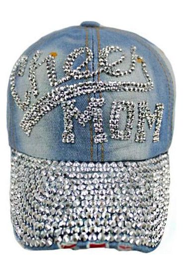 Cheer Mom Bling Stud Distressed Hats - Poshed Apparel