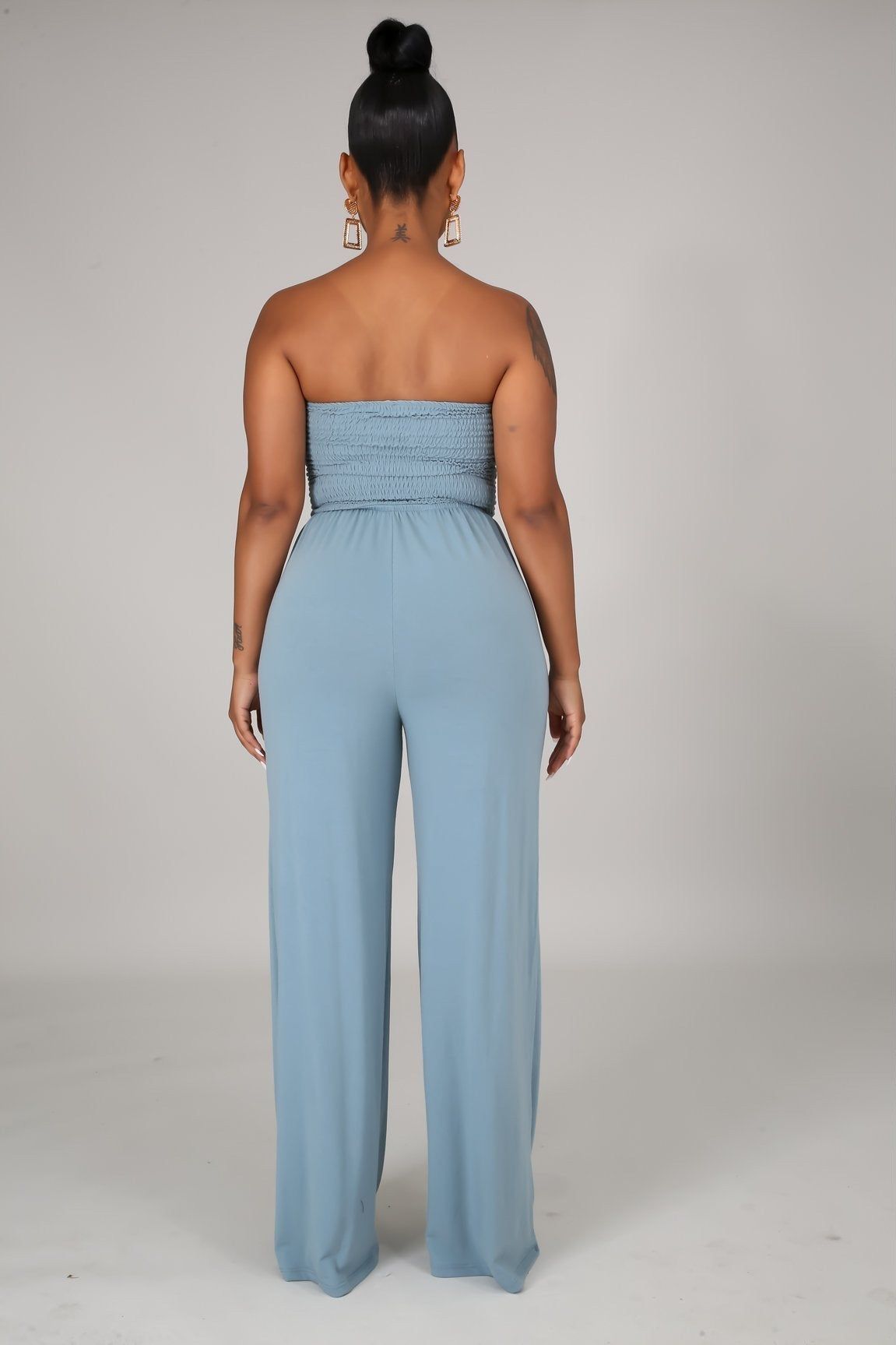 Blue Tube Top Breeze Jumpsuit