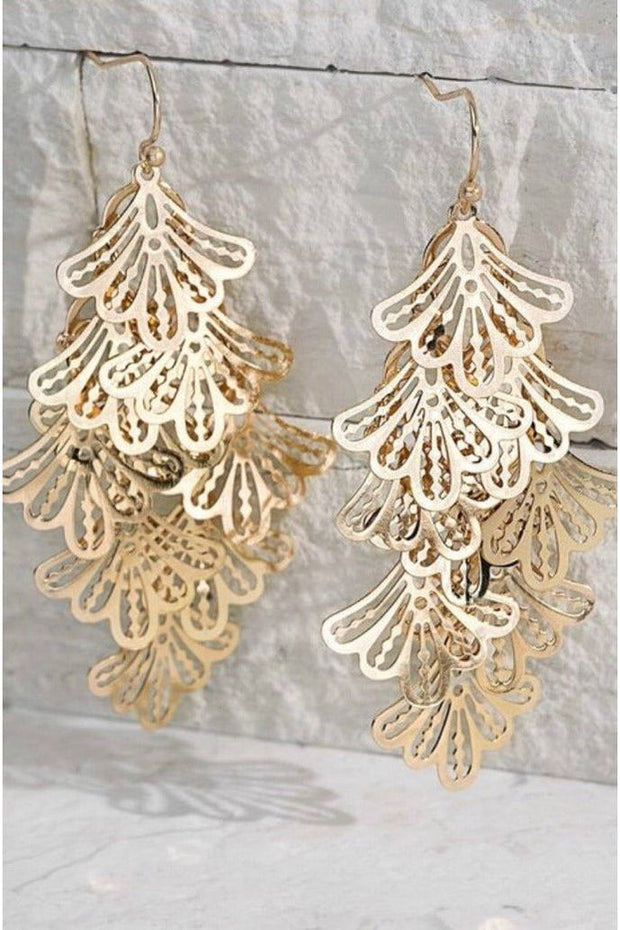 Cascading Filigree Flower Hook Earrings