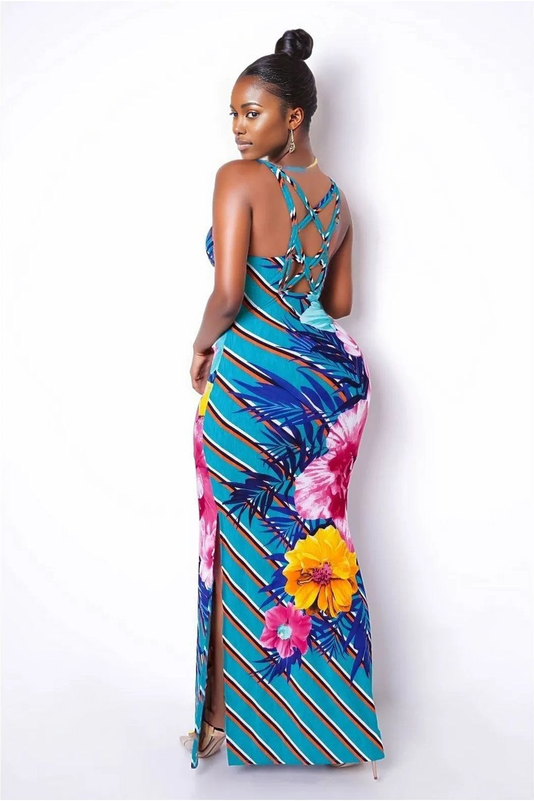 Hawaiian Blue  Maxi Dress