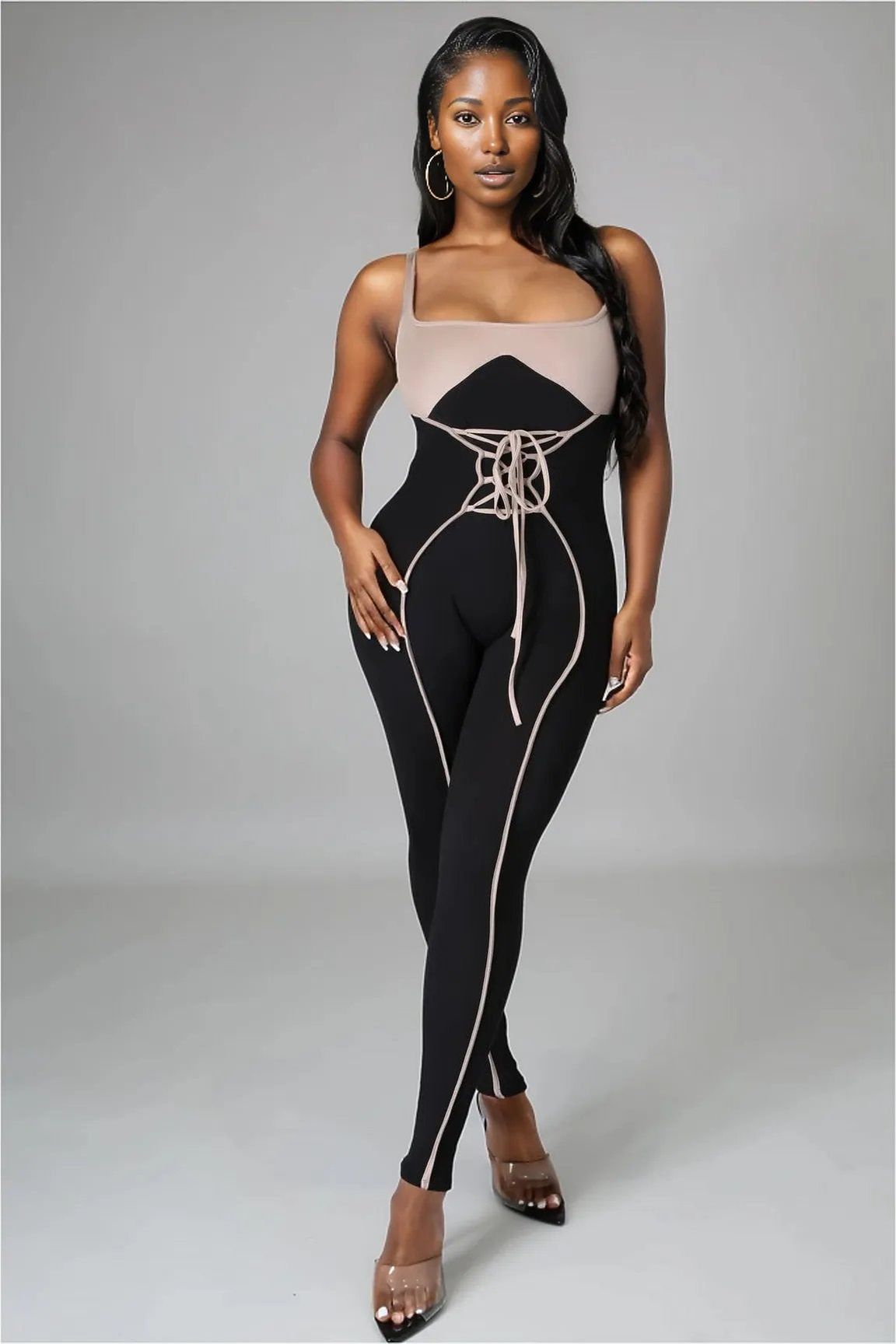 Trendsetter Lace Up Front Jumpsuit