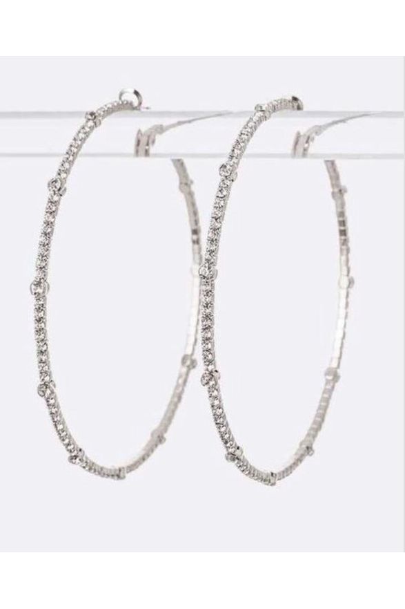 Large Crystal Rhinestone Hoop Earrings