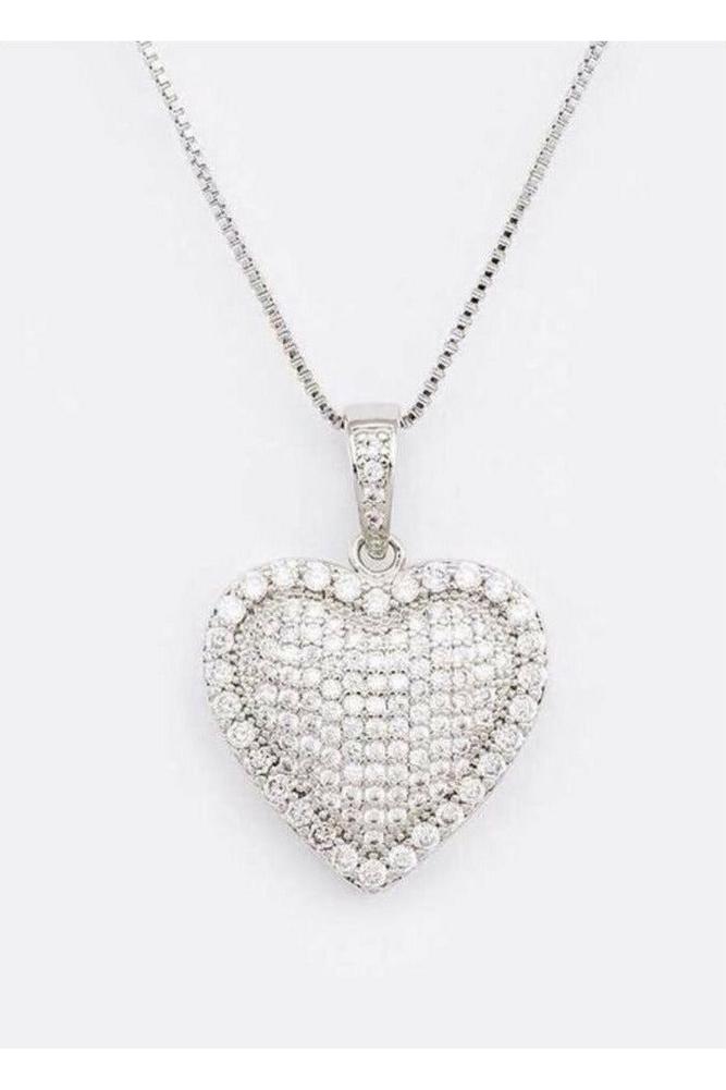 Crystal Pave Encrusted Heart Pendant Necklace