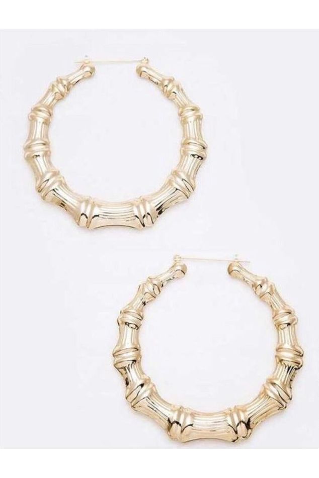 Large Oversize Goldtone Bamboo Earrings
