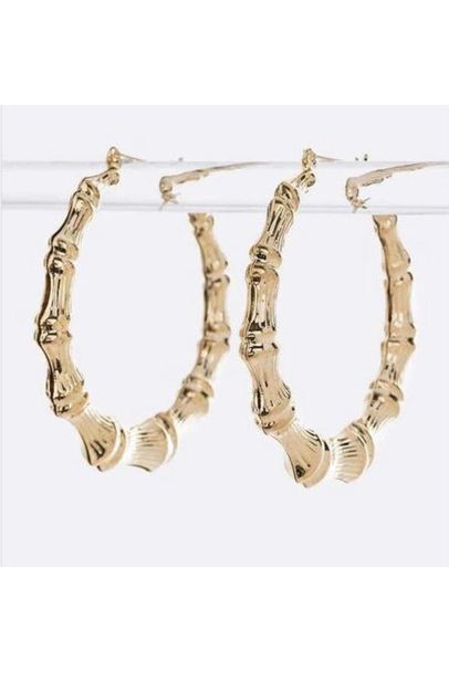 Large Oversize Goldtone Bamboo Earrings